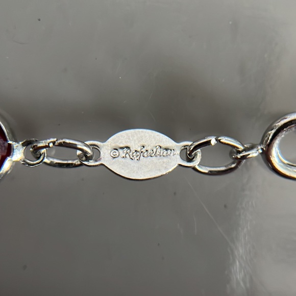 Rafaelian Open Bezel Set Crystal Red Chiclet Necklace and Earrings Set NOS - Picture 16 of 16